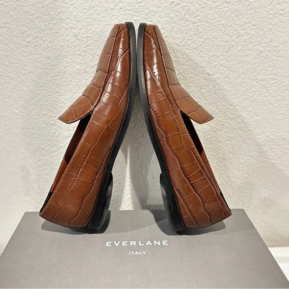 Everlane The 90's Croc-Embossed Loafer - Brown, Size 7, with Original Box - Picture 4 of 7